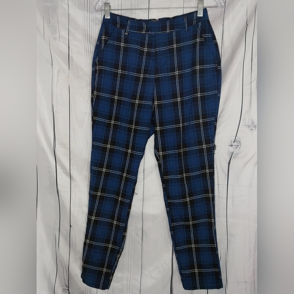 Hot Topic Navy Plaid Y2K 90’s Punk Emo Ankle Skinny Pants